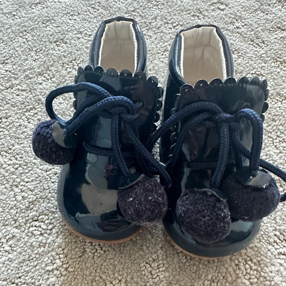 Girls Patent Leather Pom Pom Party Shoes Bridesmaid Dress Shoes UK 3 Infant